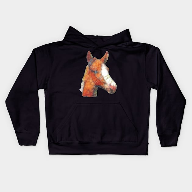 abstract foal Kids Hoodie by Ancello